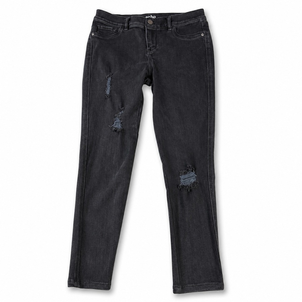Soho Jeans Legging Womens Size 6 Black Distressed Skinny‎ Stretch Jeggings Denim